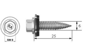 MSP vis à tôle mince MSP-TT-TS 6x25